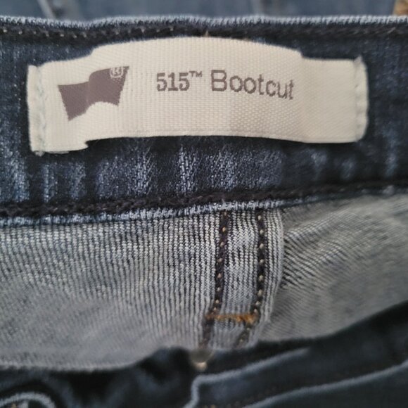 Levis 515 Boot Cut Jeans Womens Size 12 Mid Rise Dark Wash Denim Pants - Picture 4 of 6